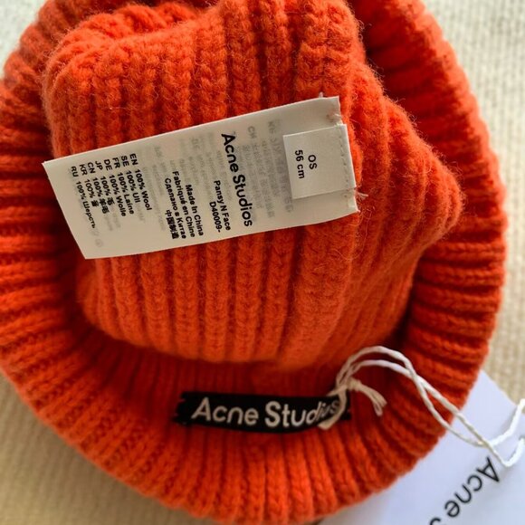 Acne Studios Bright Orange Wool Beanie Face Patch